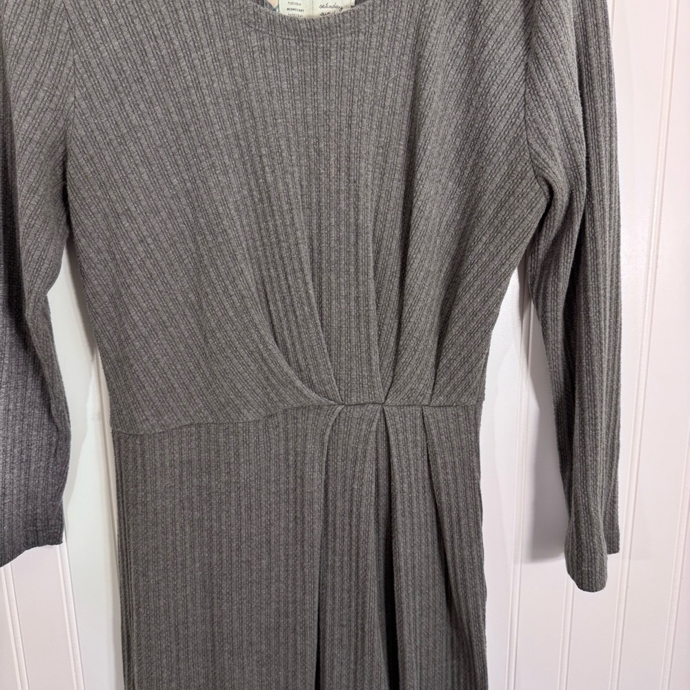 Anthropologie Saturday Sunday Gray Knit Ribbed 3/4 Sleeve Midi Dress Size Small - Picture 3 of 12
